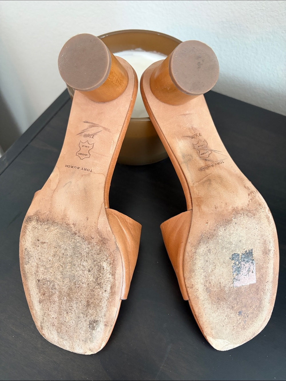 Tory Burch Ines Heeled  Mule Cognac Leather Logo - Picture 13 of 15